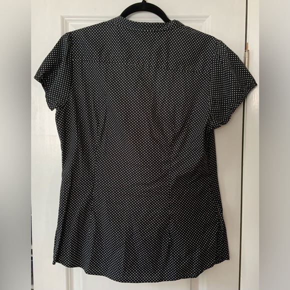 Polka dot short sleeve button down shirt with tie neck - Picture 2 of 2